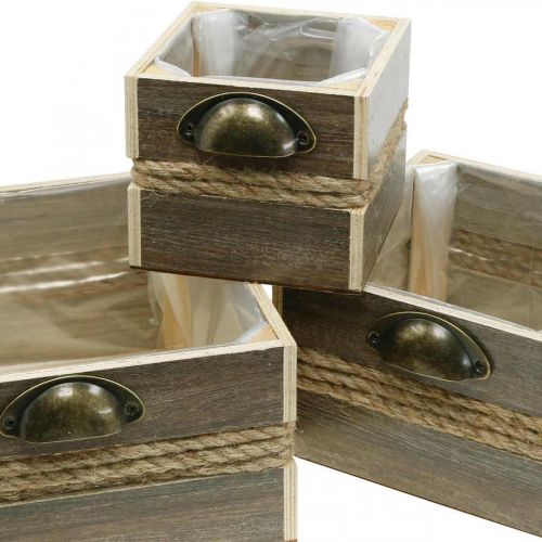 Floristik24 Pflanzkasten Holz-Schublade Blumenkasten 26/20/14cm 3er-Set