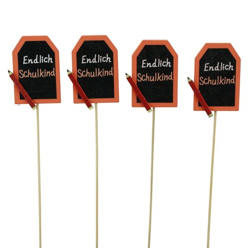 Floristik24 Schulanfang Deko Stecker „Endlich Schulkind“ Holz 7×5,5cm 16 St