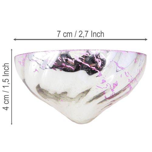 Artikel Schwimmschale Teelichthalter Glas Silber Lila Ø7cm 3St