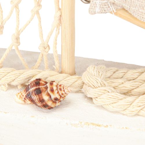 Artikel Segelboot Deko Holz Pinie auf Sockel Natur Weiß H39cm