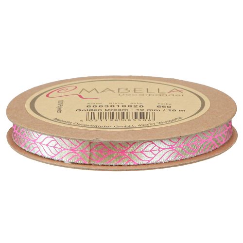 Artikel Seidenband Blätter Geschenkband Beige Pink 10mm 20m