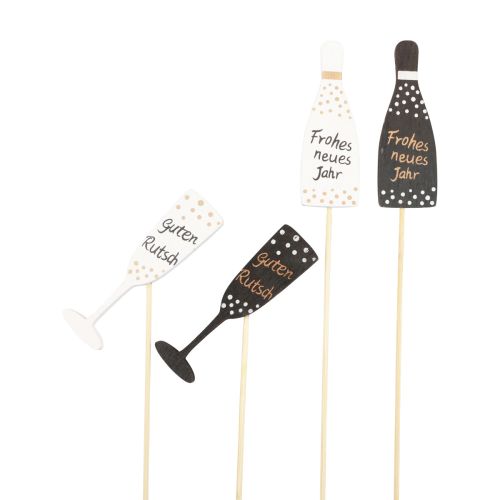 Artikel Blumenstecker Holz Dekostecker Silvester Deko 8x2,5cm 12 St