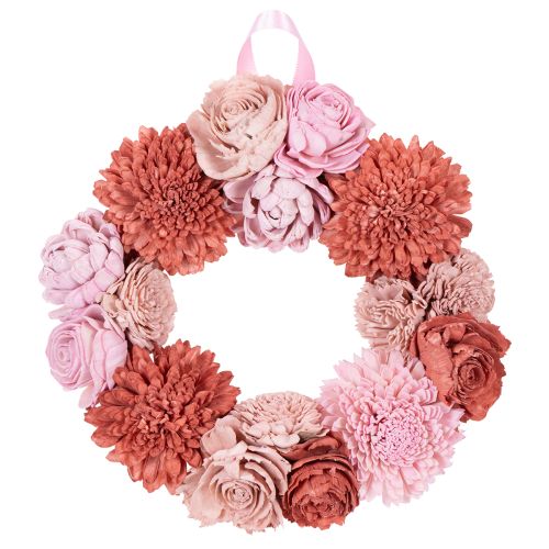 Blumenkranz hängend mit rosafarbenen Blüten für stilvolle Dekoration Wohnraum 25cm