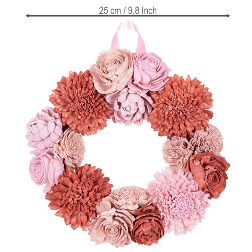 Artikel Blumenkranz hängend mit rosafarbenen Blüten für stilvolle Dekoration Wohnraum 25cm