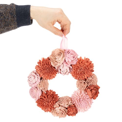 Blumenkranz hängend mit rosafarbenen Blüten für stilvolle Dekoration Wohnraum 25cm | Floristik24.de