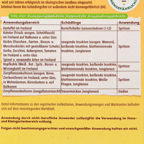 Artikel Solabiol Neem Bio-Schädlingsfrei Schädlingsbekämpfung 60ml