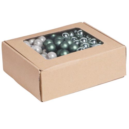 Floristik24 Spiegelbeeren Weihnachten Grün Perlmuttgrau Ø20mm 140 St
