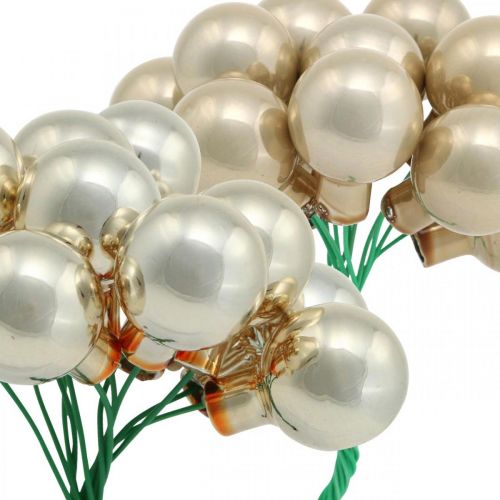 Artikel Mini Weihnachtskugel Creme, Beige Spiegelbeeren Ø20mm 140 St