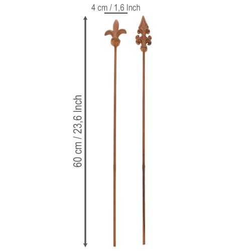 Artikel Gartenstecker Rustikale Dekoration Lilie Lanze im Antikdesign für Outdoor 60cm 2St