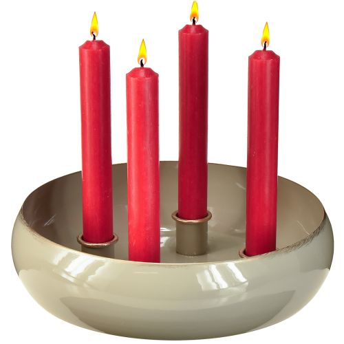Artikel Stabkerzenhalter 4 Kerzen Schale Metall Grau Gold 22,5cm