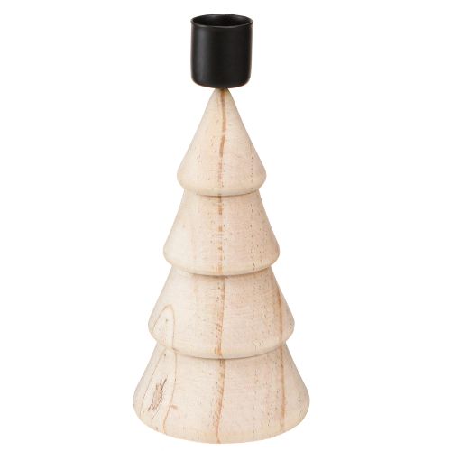 Floristik24 Stabkerzenhalter Holz Deko Tannenbaum Natur H16cm 2 St