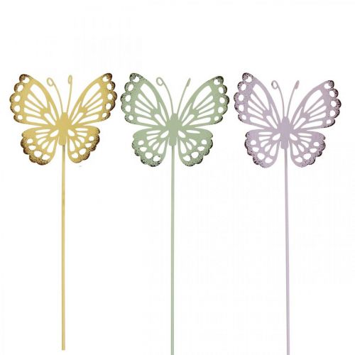 Artikel Gartenstecker Schmetterling Metall Dreifarbig L25cm 6St