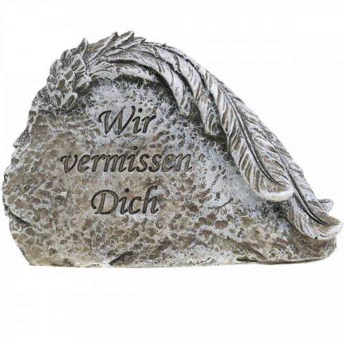 Floristik24 Grabschmuck Engelsflügel und Spruch Kunststein Grau 13cm 3 St
