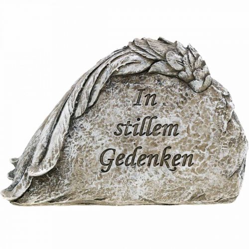 Artikel Grabschmuck Engelsflügel mit Spruch Kunststein Grau 16cm 4 St