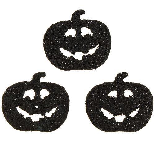 Streudeko Halloween Kürbis Deko 4cm Schwarz, Glitter 72 St