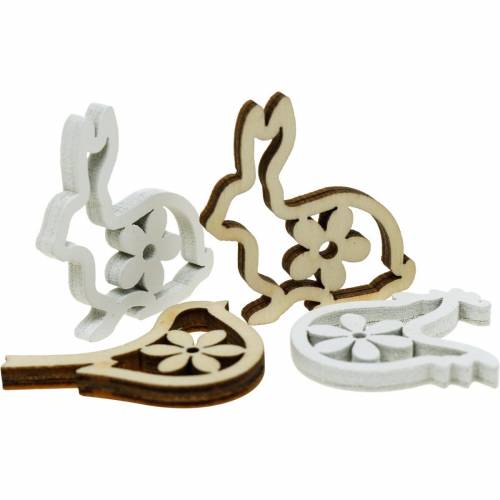 Artikel Streudeko Hasen, Hühner und Vögel Holz Osterdeko zum Streuen 72 St