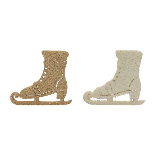 Artikel Streudeko Winterdeko Holz Schlittschuh Glitter 4x3,5cm 72 St