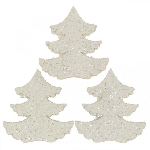 Artikel Streudeko Weihnachten Tannenbaum Weiß Glitter 4cm 72 St