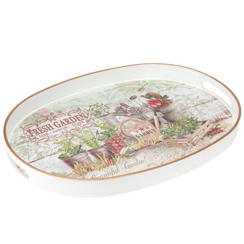 Artikel Tablett Oval mit Griff Fresh Garden Vintage 39x27x3,5cm