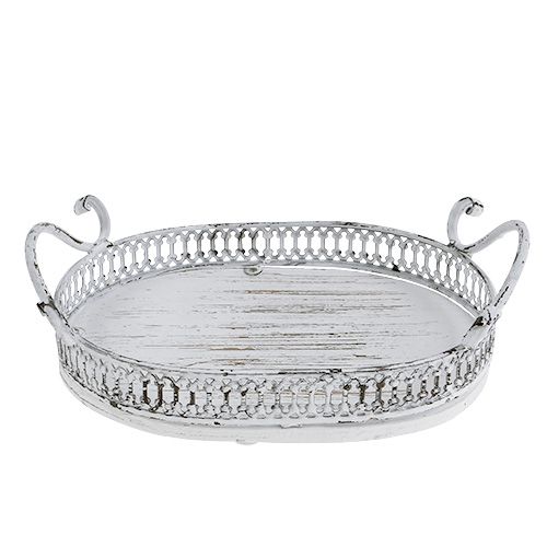 Artikel Tablett mit Griffen oval 23cm x 17,5cm H7,5cm Weiß