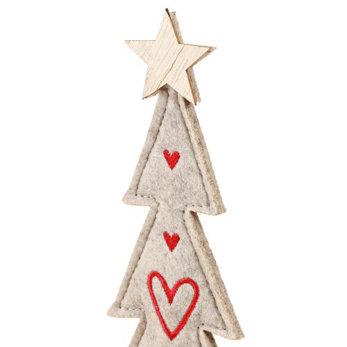 Artikel Tannenbaum aus Filz Deko mit Herzen Grau Rot 28cm 4 St