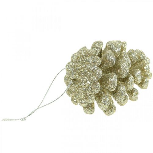 Artikel Christbaumschmuck Deko Zapfen Glitter Champagner H7cm 6 St