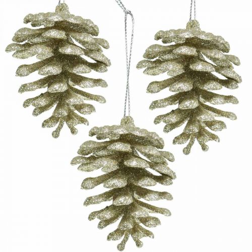Artikel Christbaumschmuck Deko Zapfen Glitter Champagner H7cm 6 St