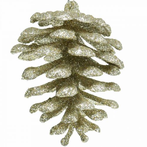 Artikel Christbaumschmuck Deko Zapfen Glitter Champagner H7cm 6 St