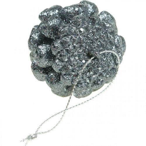 Artikel Christbaumschmuck Deko Zapfen Glitter Anthrazit H7cm 6St