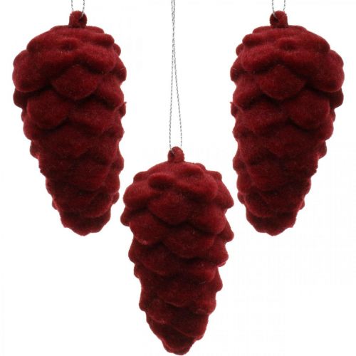 Artikel Deko-Zapfen beflockt, Herbstdeko, Tannenzapfen Rot, Advent H8,5cm Ø4,5cm 8 St