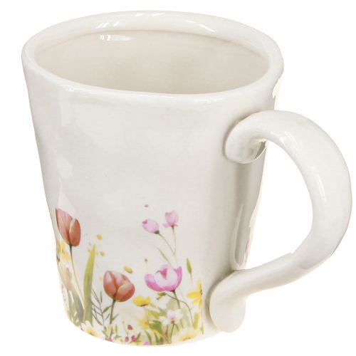 Artikel Pflanztasse Keramik Blumenmotiv für nostalgische Frühlingsdeko Pflanzenliebhaber 10,5cm
