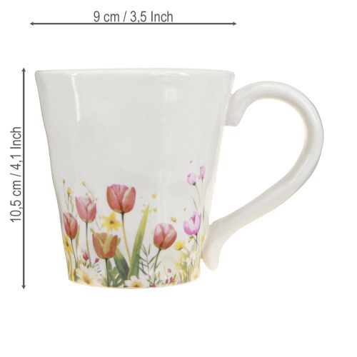 Artikel Pflanztasse Keramik Blumenmotiv für nostalgische Frühlingsdeko Pflanzenliebhaber 10,5cm