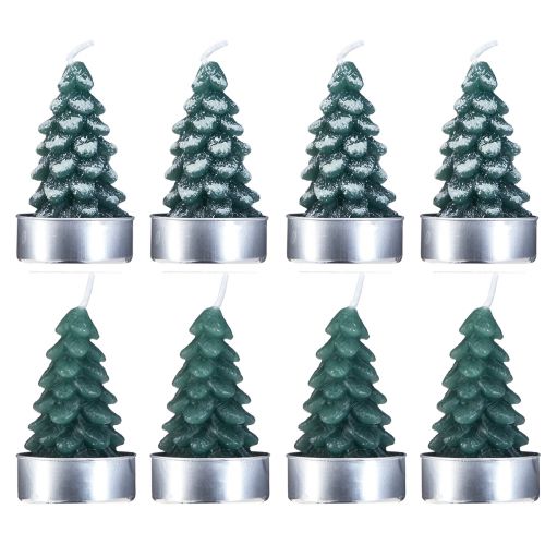 Artikel Teelichter Weihnachten Tannenbaum Grün Beschneit 6,5cm 8St