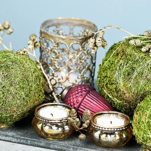 Artikel Teelichtglas Champagner Antik Gold mit Metallrand Ø6cm H3,5cm