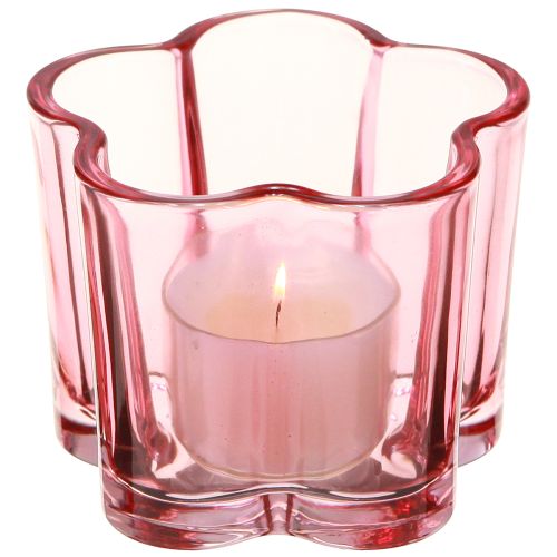 Artikel Teelichthalter Blume Teelichtglas Rosa Ø7,5cm H6cm 6St