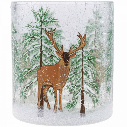 Artikel Teelichthalter Glas Weihnachten Crackle Teelichtglas H13cm