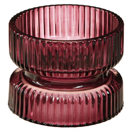 Floristik24 Teelichthalter Glas Deko Geriffelt Berry Ø9cm H7cm 4 St