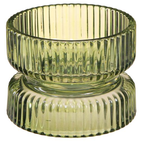 Artikel Teelichthalter Glas Deko Geriffelt Grün Ø9cm H7cm 4 St