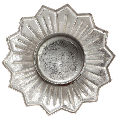Artikel Teelichthalter zum Stecken Silbern Metall Ø9cm H9cm 4St