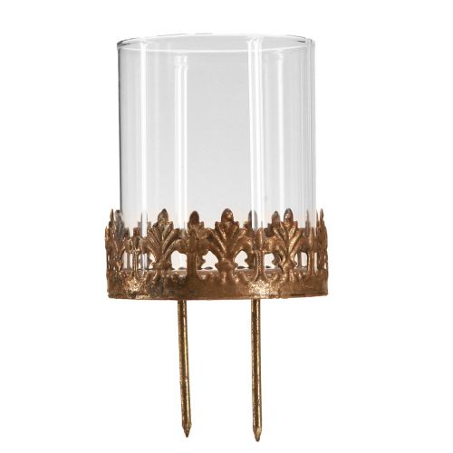 Floristik24 Teelichthalter zum Stecken mit Kerzenglas Gold Ø7cm 4 St