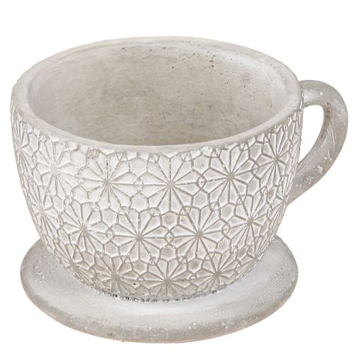 Artikel Teetasse Deko Keramik Weiß gewaschen 12×10×8cm 3 St