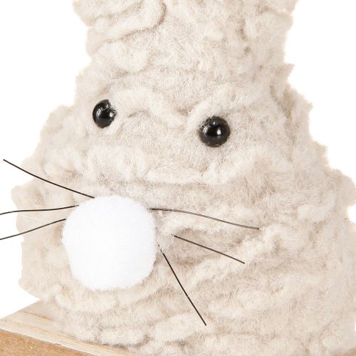 Artikel Deko-Osterhase aus Plüsch – Flauschige Osterdeko in Beige & Weiß auf Holzsockel H18cm 2 St