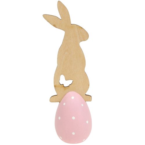Floristik24 Tischdeko Osterei mit Hase 9cm - 12cm 2St