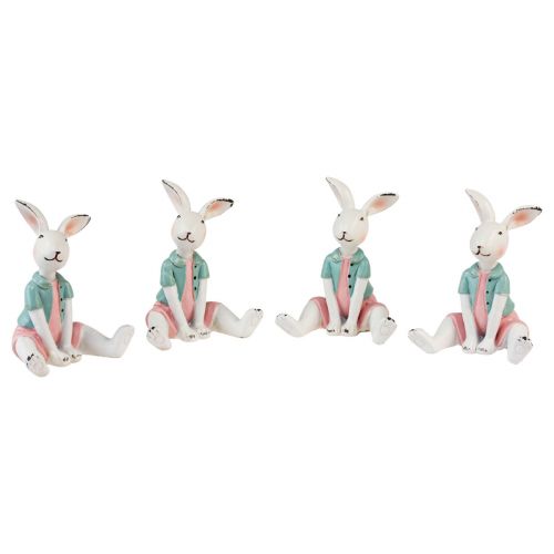 Artikel Tischdeko Ostern Hasenmädchen Weiß Blau Rosa 8,5cm 4St