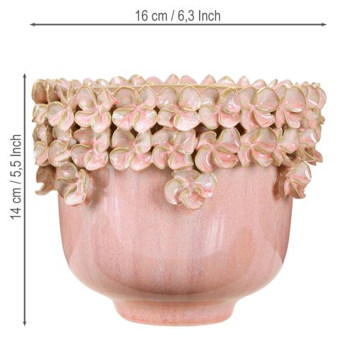 Artikel Blumentopf Keramik Rosa – Eleganter Pflanztopf mit Blütenverzierung Ø16cm