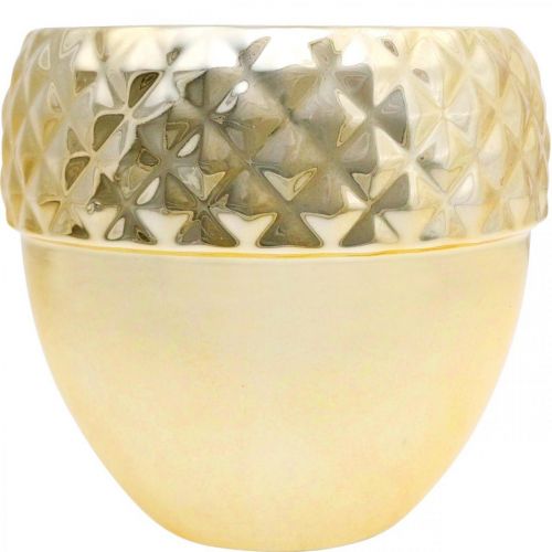 Artikel Übertopf Keramik Eichel Golden Weihnachtsdeko Ø18cm H16,5cm
