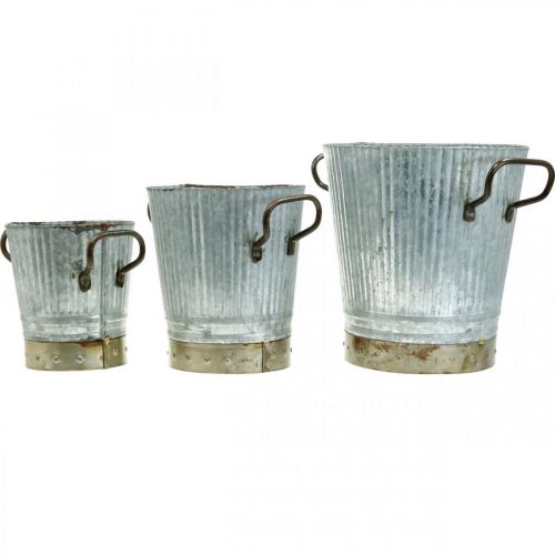 Artikel Übertopf Metall mit Griffen Vintage Deko Ø26/20/17cm 3er-Set