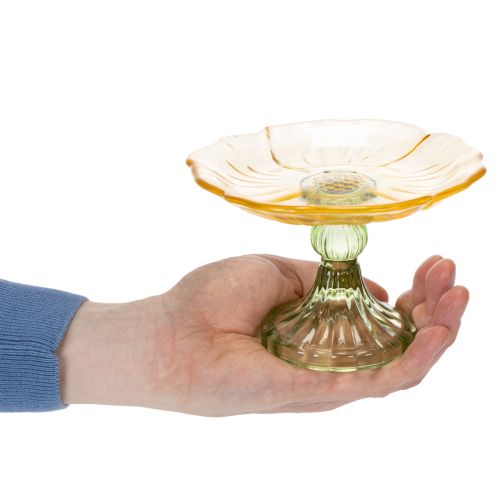 Dekoteller mit Fuß Glas Blume Floraler Stil ideal für festliche Präsentation 15cm | Floristik24.de