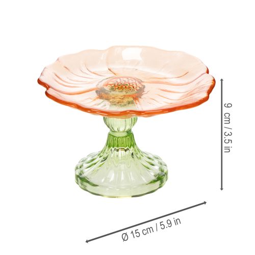 Artikel Dekoteller mit Fuß Glas Blume für stilvolle Tischdekoration und Sommerdeko 15cm