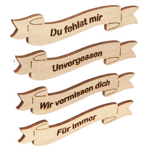 Trauerspruch Holz Banner für Gedenkfloristik 16×4,5cm 12 St